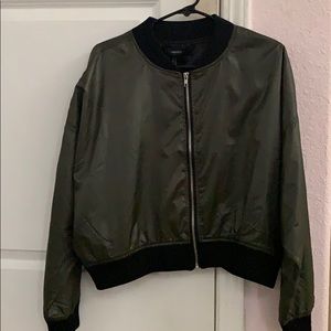 Medium Olive Green Windbreaker Bomber Jacket